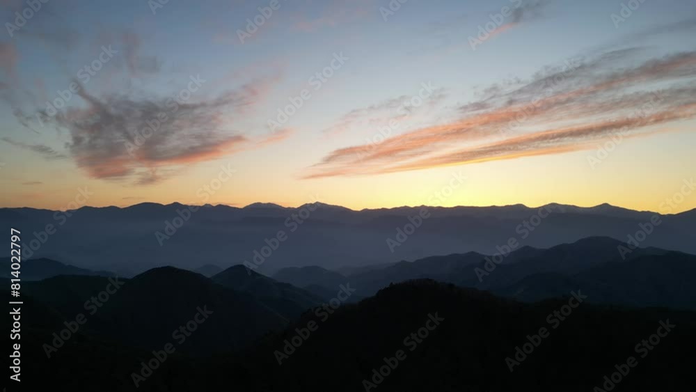Aerial video of sunrise in the area of Mt.Fuji and Aokigahara forest Aerial video of sunrise in the area of Mt.Fuji and Aokigahara forest