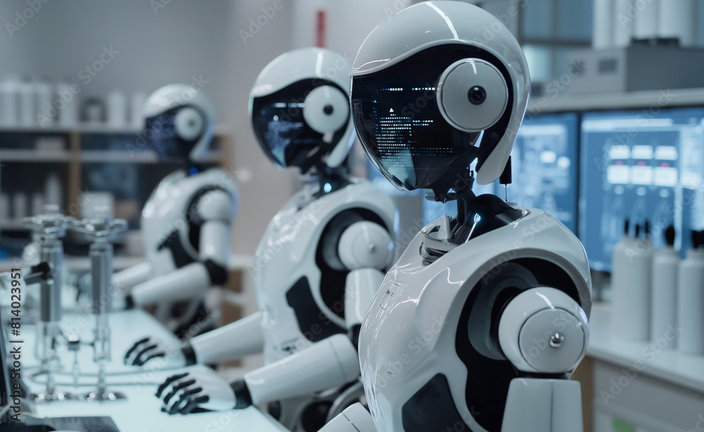 Engineers and AI: A Cutting-Edge Laboratory Scene with Humanoid Robots Engineers and AI: A Cutting-Edge Laboratory Scene with Humanoid Robots