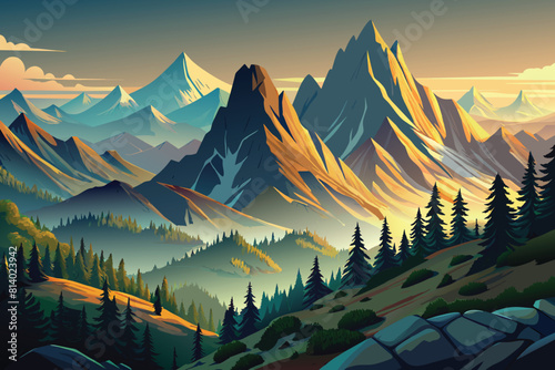 Vast mountain ridge in Ontario California. View of the vast mountain ridge in Ontario, California beneath a white sky.AI GENERATED