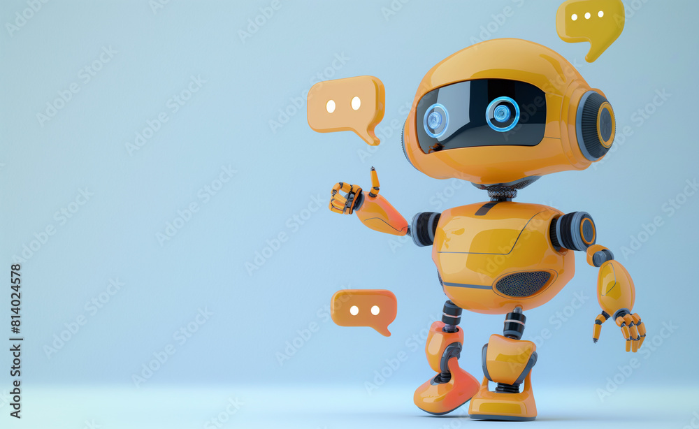 Cute Robot in a Vibrant Environment. Chatting in a Virtual World. Cute Robot in a Vibrant Environment. Chatting in a Virtual World.