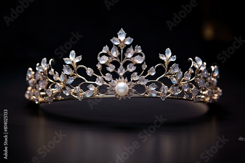 Majestic tiara adorned with dazzling white gemstones