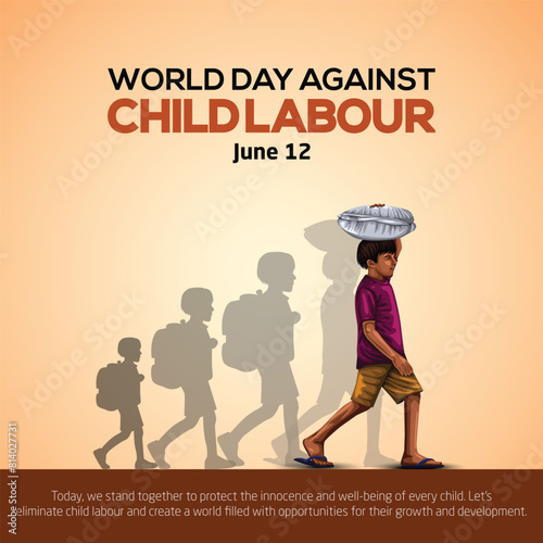 World Day Against Child Labour Concept With Child sack on the head. abstract vector illustration design