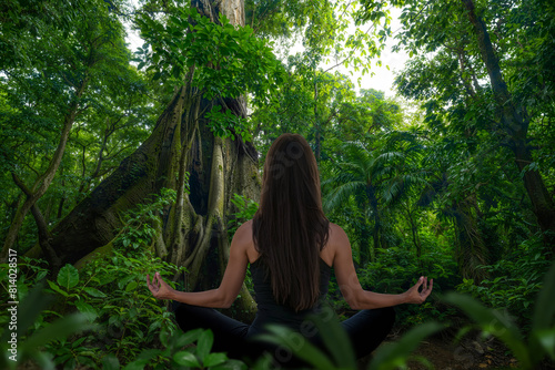 Woman doing yoga and meditation in nature