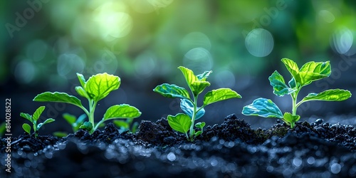 Biochar enhances soil fertility by increasing carbon content promoting optimal plant growth. Concept Soil fertility, Carbon sequestration, Plant growth, Biochar, Agricultural innovation photo