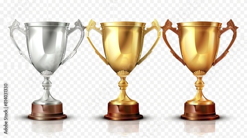 Trio of Gleaming Trophy Cups