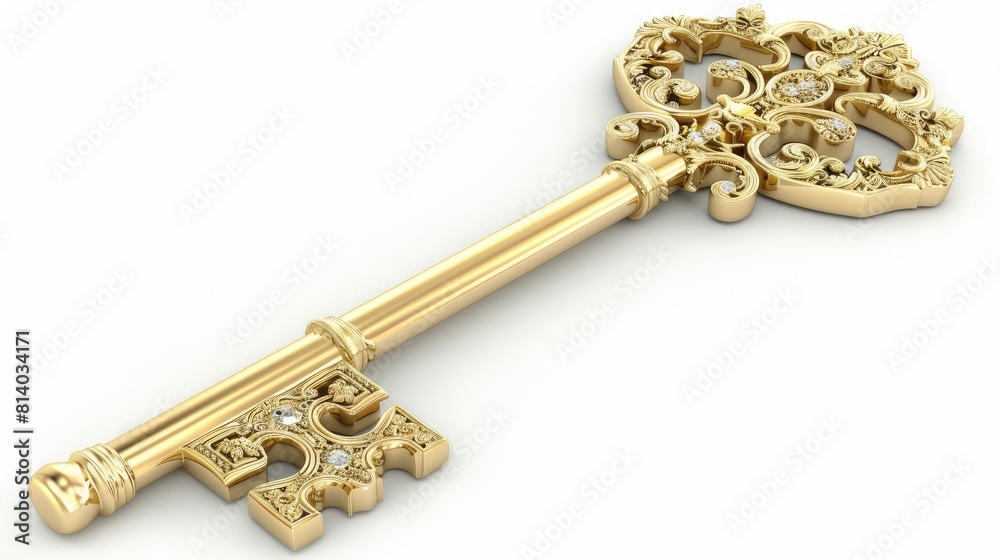 Ethereal Elegance: Gold Key Adorned With Stunning Diamonds Ethereal Elegance: Gold Key Adorned With Stunning Diamonds
