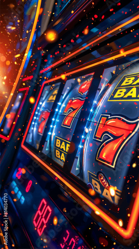 slot machines featuring classic symbols like bars and sevens in a futuristic casino setting generative ai vector illustration.