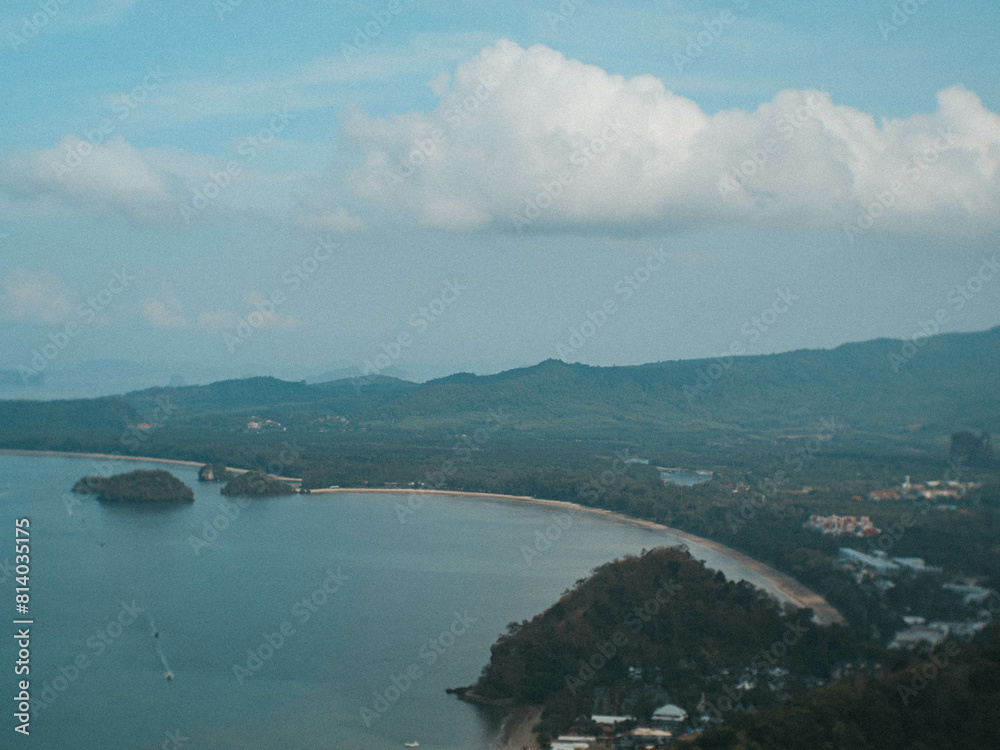 Panoramic lake view with mountains Panoramic lake view with mountains