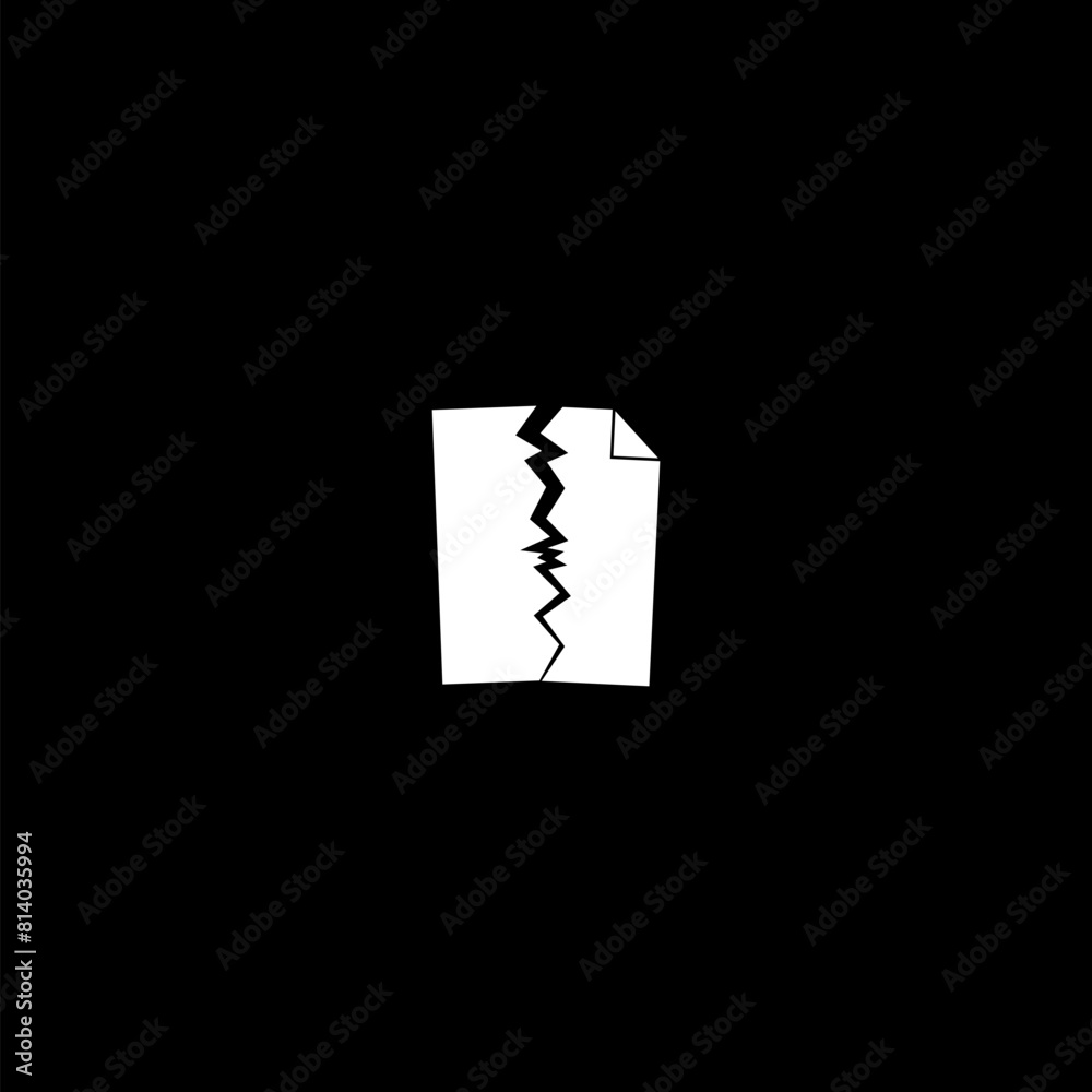 Fototapeta premium Torn document icon isolated on dark background