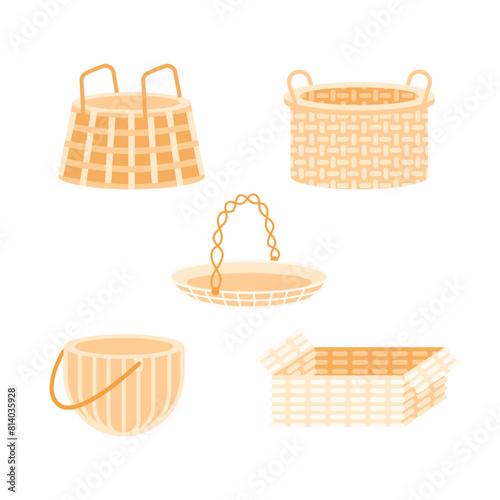 Basket set. Wicker rattan picnic basket. Handmade hampers and boxes.