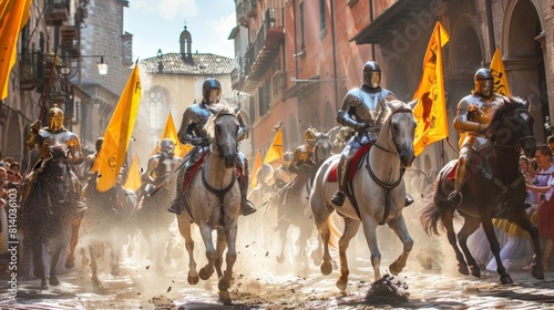 The Siena Palio in Italy a historic horse race that pits the citys contrade against each other in a passionate display of tradition and competition surrounded by a week of festivities including parade photo