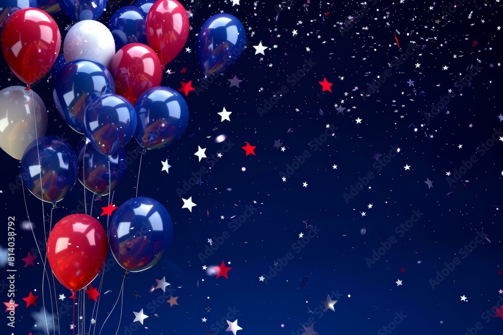 Festive 4th of July balloons with stars, patriotic themes in ads ...