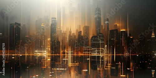 Wallpaper Mural Creating a Virtual k Cityscape Collage with Looping Lights Overlay for an Animated Background. Concept Virtual cityscape collage, Looping lights overlay, Animated background, Urban skyline Torontodigital.ca