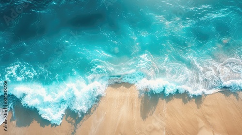 A breathtaking aerial view of the ocean and beach. Perfect for travel brochures or website backgrounds