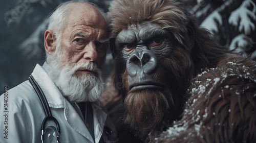 gorilla with an old veterinarian