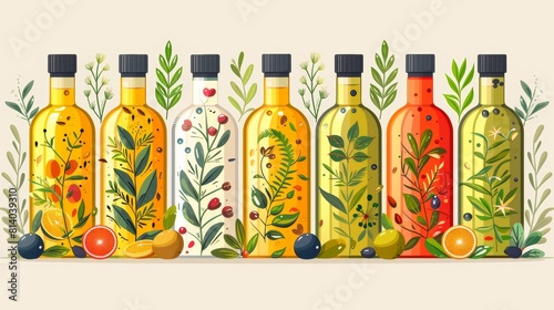 Illustration of a bottle of olive or avocado oil for cooking