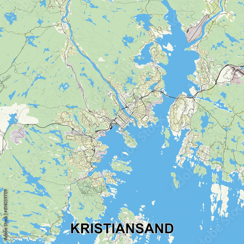Kristiansand, Norway map poster art
