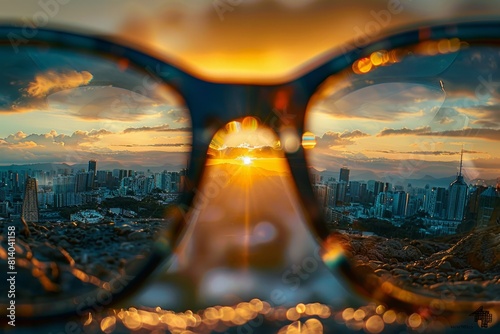The world through glasses, vision correction concept or lens selection photo