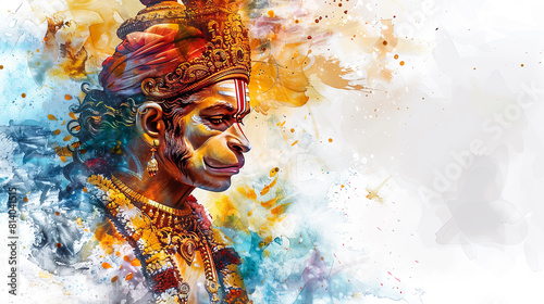 Hanuman delivering a message for a royal mission in stunning digital watercolor artwork