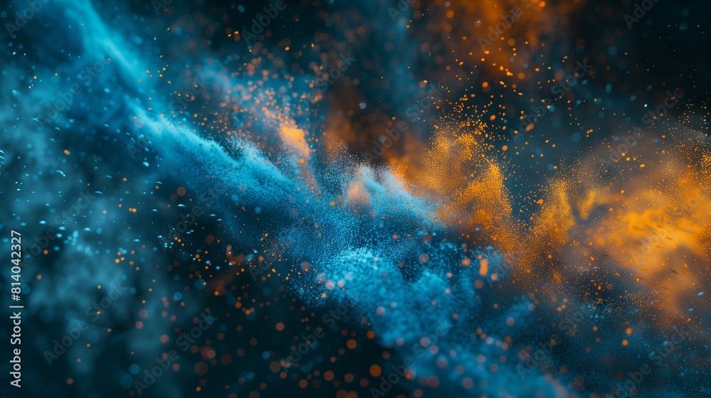 Fototapeta premium A dynamic and vibrant portrayal of abstract blue and orange color powde