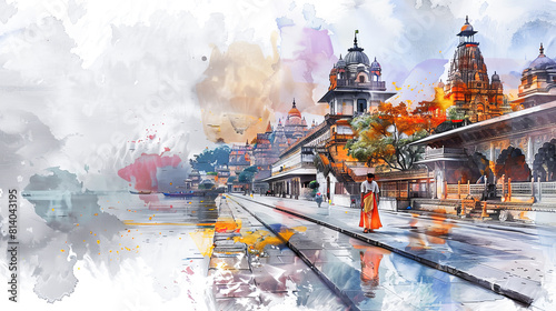 Lord Rama explores sacred pilgrimage spots in stunning digital watercolor art