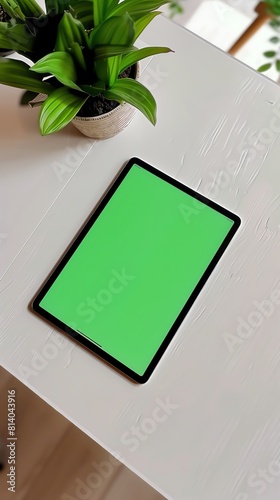 Dynamic green screen tablet for versatile mockups photo