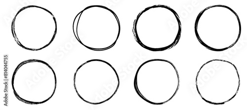 Vector collection of hand drawn round frames. Geometric Brush Stroke circle design frames. Abstract graphic elements