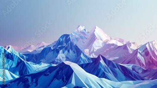 Mountains low poly style, digital illustration generative AI hyper realistic 