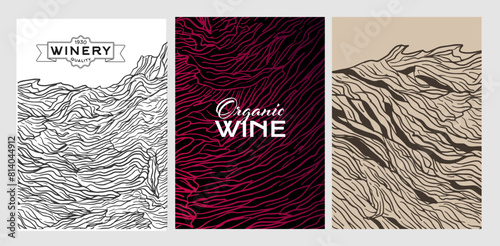 Cover templates with hand drawn strain texture background. Vector illustration