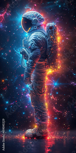Side portrait of an astronaut in space