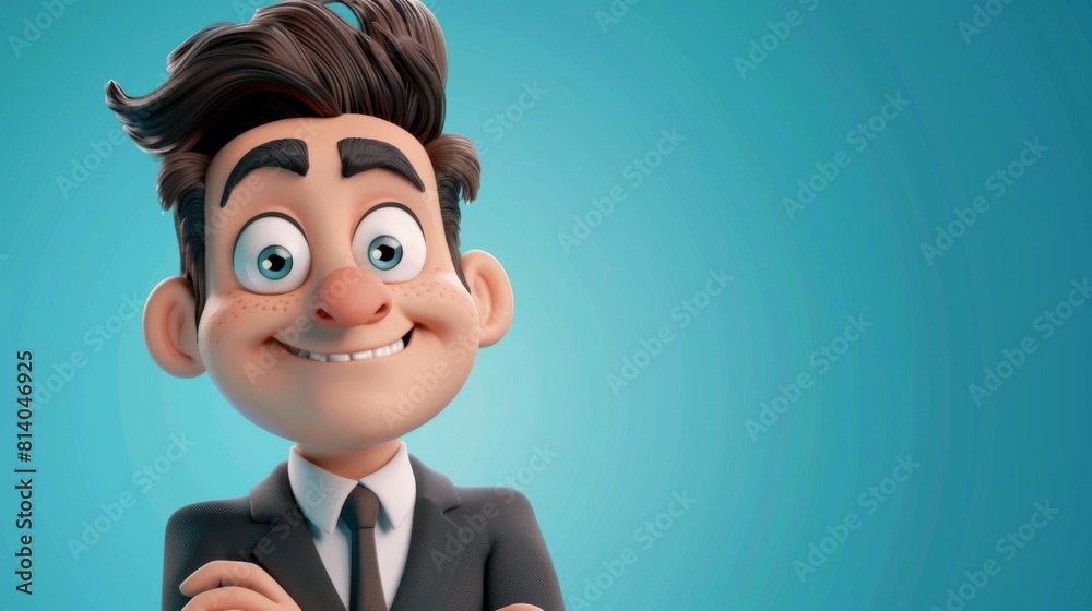 Cartoon character dressed in a suit and tie on a businessman background Cartoon character dressed in a suit and tie on a businessman background