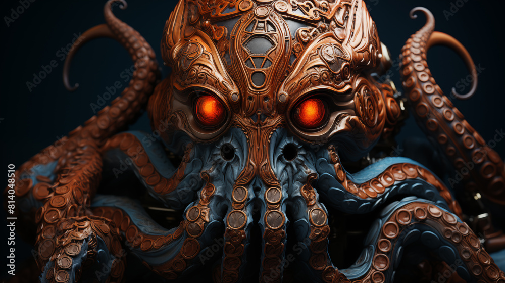 Fototapeta premium beauty of an octopus up close in this stunning footage. Dive into the depths of the ocean as the octopus gracefully maneuvers through its watery domain, showcasing its intelligence and adaptability