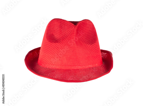 red men straw hat isolated on white background