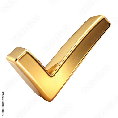 A shiny gold tick mark, often symbolizing confirmation or correct choice © Mustafa