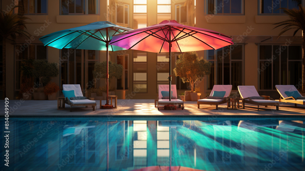 Fototapeta premium Beautiful luxury hotel swimming pool resort background