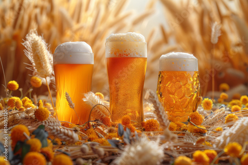 Art piece illustrating the comparison of sorghum beer with barley beer, showing their different brewing methods, photo