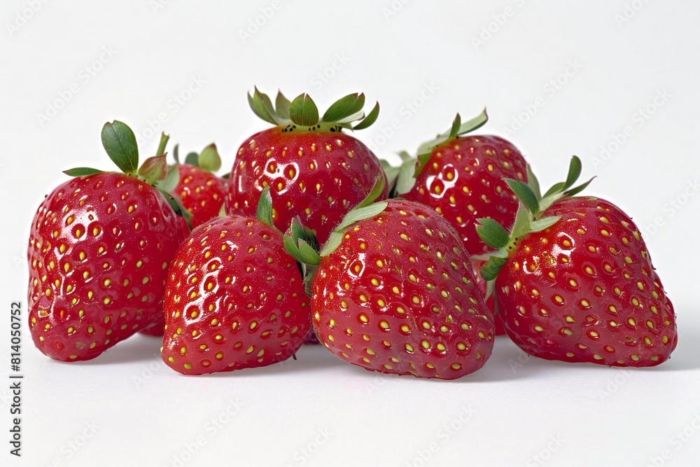 Lively and Vibrant Strawberries against a White Backdrop