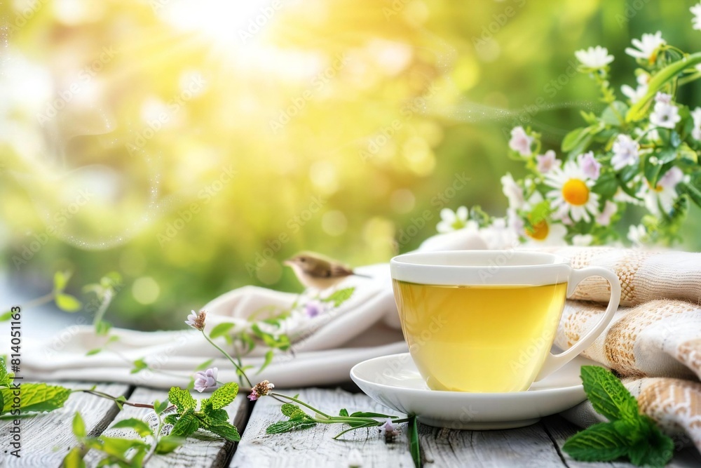 Inviting Serenity: Enjoying Fresh Mint Tea in a Rustic Setting Inviting Serenity: Enjoying Fresh Mint Tea in a Rustic Setting
