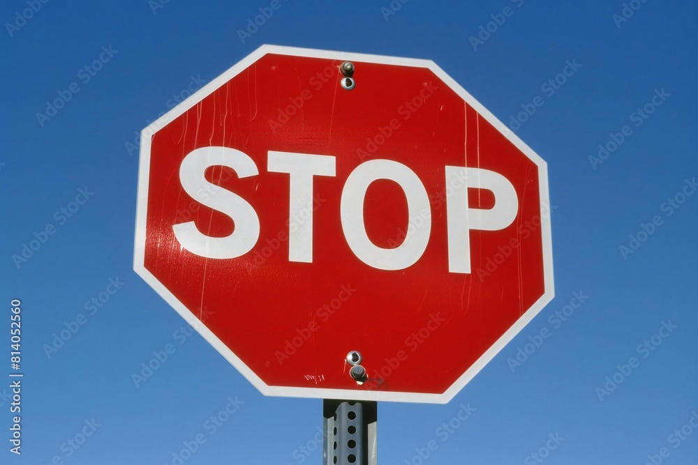Eye-catching Stop Sign Standing Alone on a Clear Background Eye-catching Stop Sign Standing Alone on a Clear Background