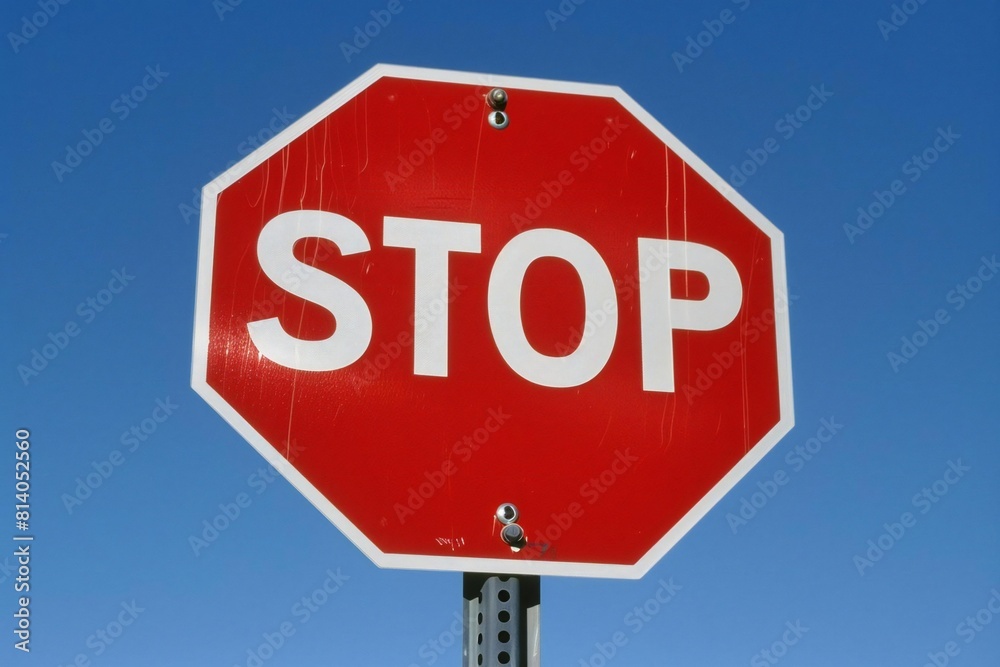 Eye-catching Stop Sign Standing Alone on a Clear Background