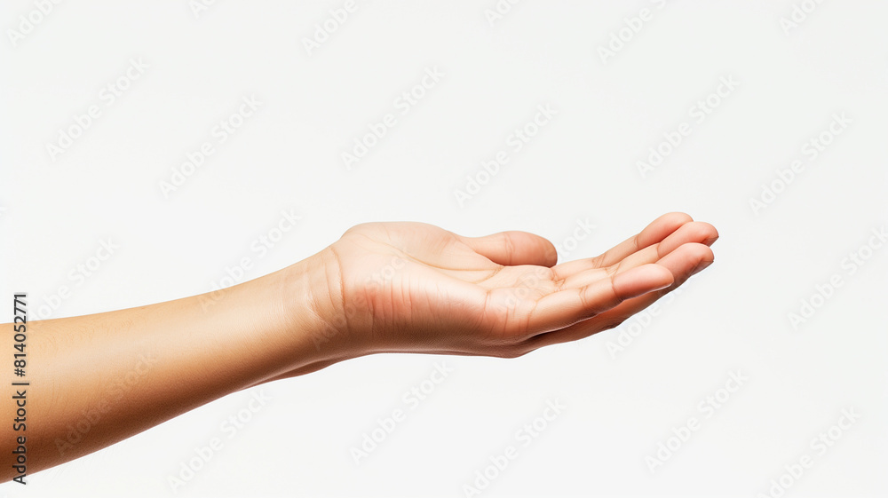 Open-Palmed Woman Showing Gesture of Giving