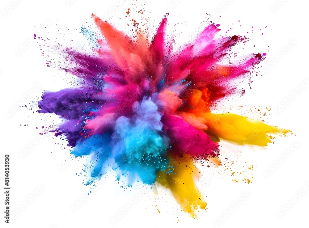 Colorful powder explosion isolated on white background