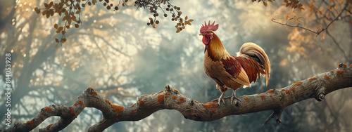 cockerel on the forest, banner photo