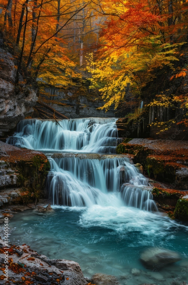 Obraz premium Majestic waterfall cascades down from the mountains 