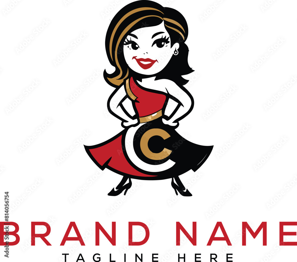 Hand drawn women’s dress logo template. AI generative. Hand drawn women’s dress logo template. AI generative.