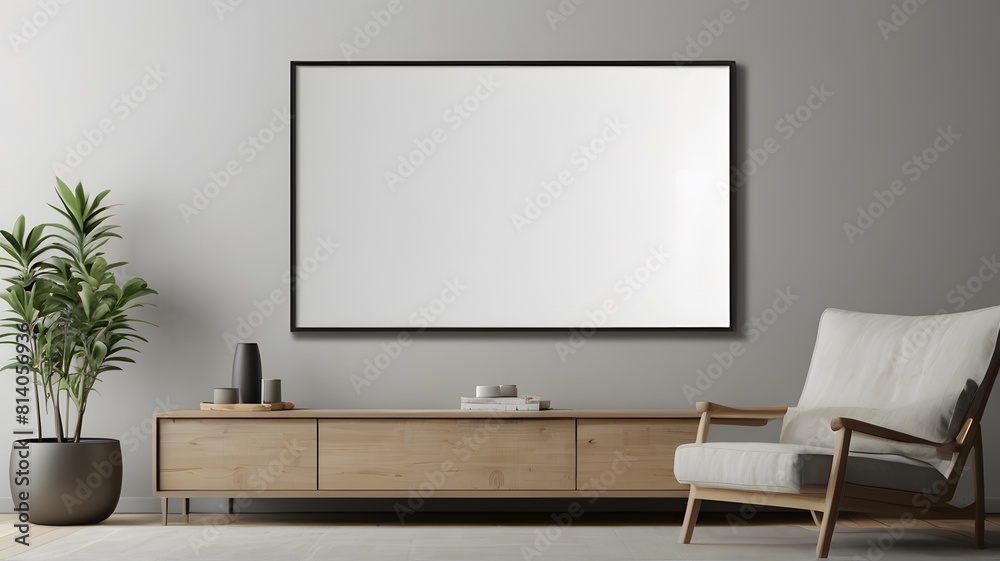Blank white modern minimalist wall art mockup canvas, against a light blue color wall background, blank wall art mockup with light blue theme Blank white modern minimalist wall art mockup canvas, against a light blue color wall background, blank wall art mockup with light blue theme