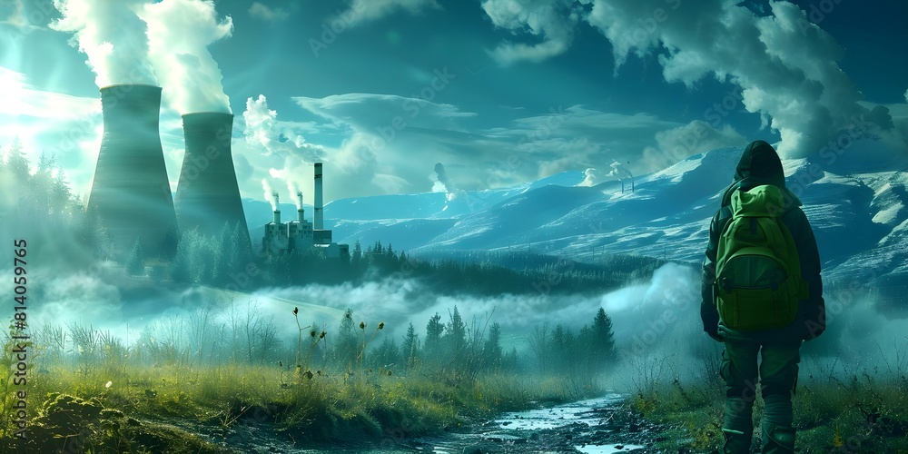Survivor in dystopian landscape postenvironmental collapse with nuclear ...