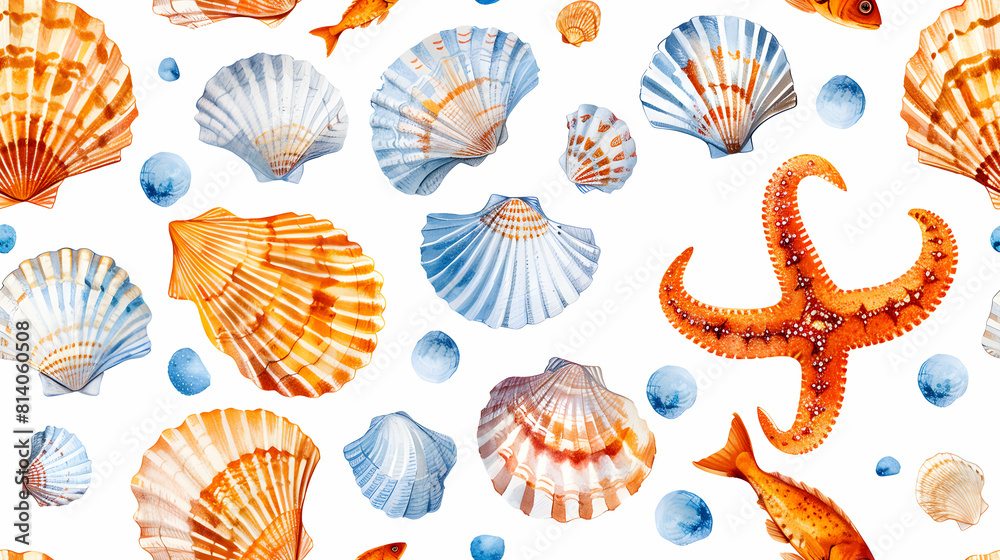 seamless pattern with shells