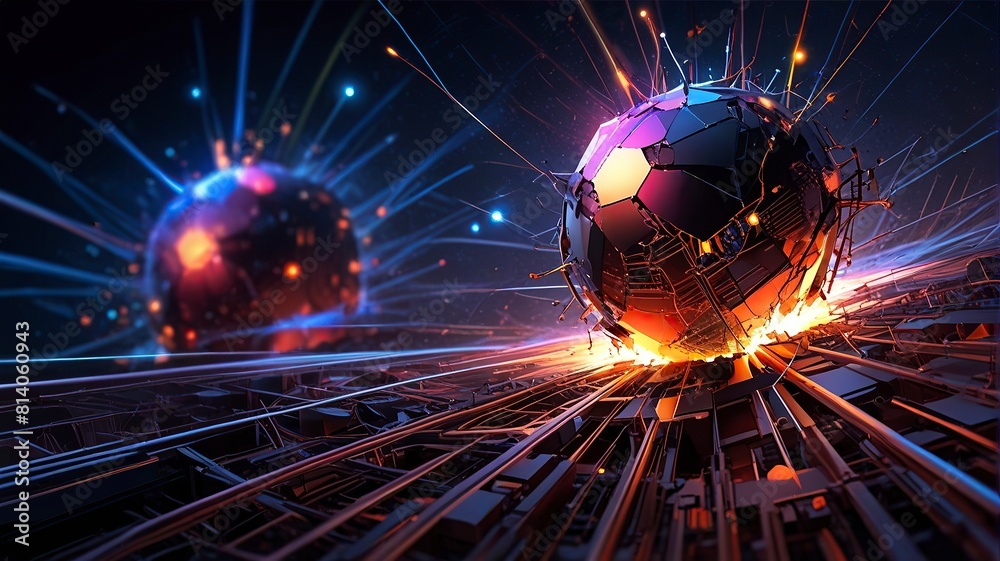 Abstract 3d rendering of golden network structure fractal Futuristic technology Abstract 3d rendering of golden network structure fractal Futuristic technology