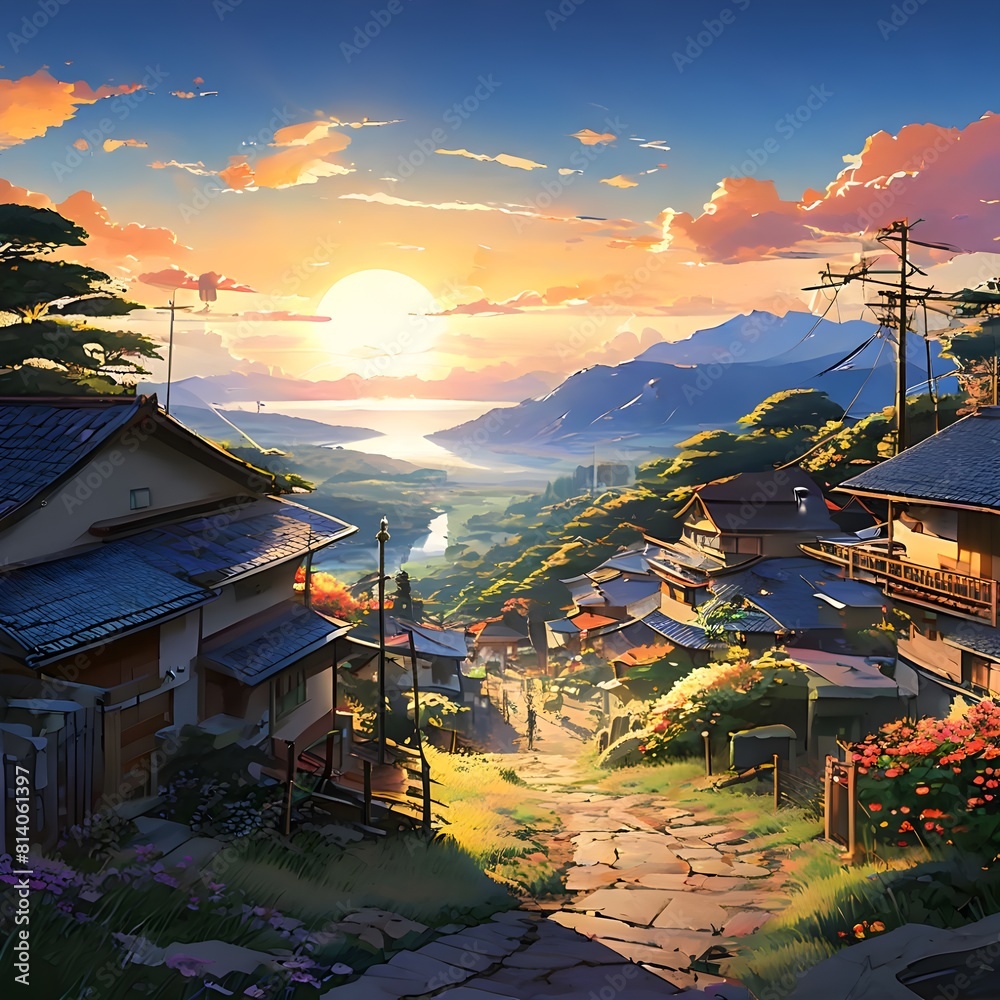 Fototapeta premium sunset in the mountains